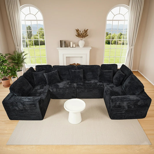 Modular U Shaped Sectional Sofa 6 Seater With Reversible Design