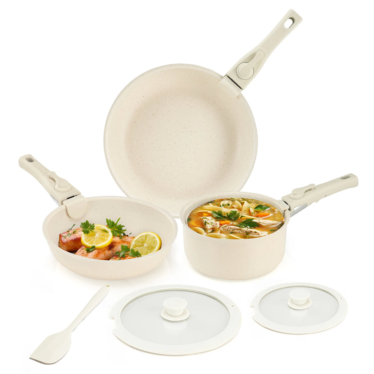 Nonstick Pots And Pans Set With Detachable Handles For Induction Cooking