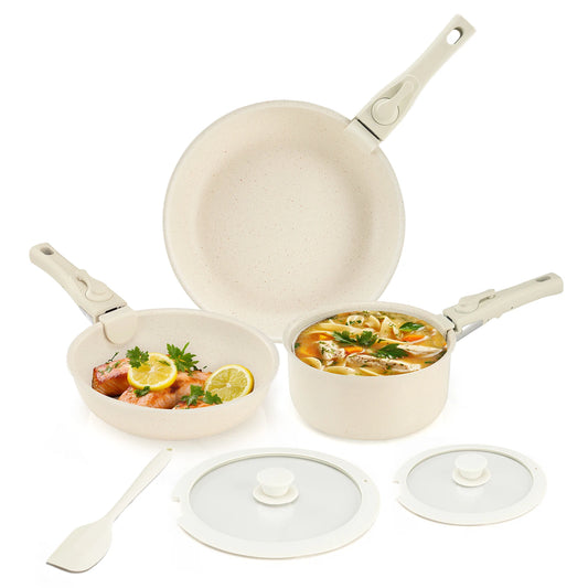 Nonstick Pots And Pans Set With Detachable Handles For Induction Cooking