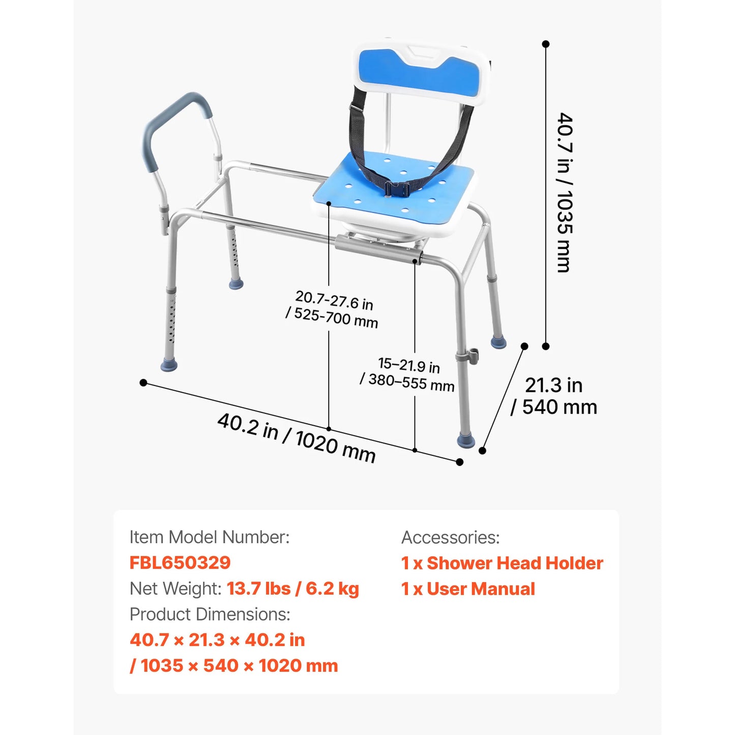 SucceBuy Swivel Shower Chair With Arms And Back For Bathroom