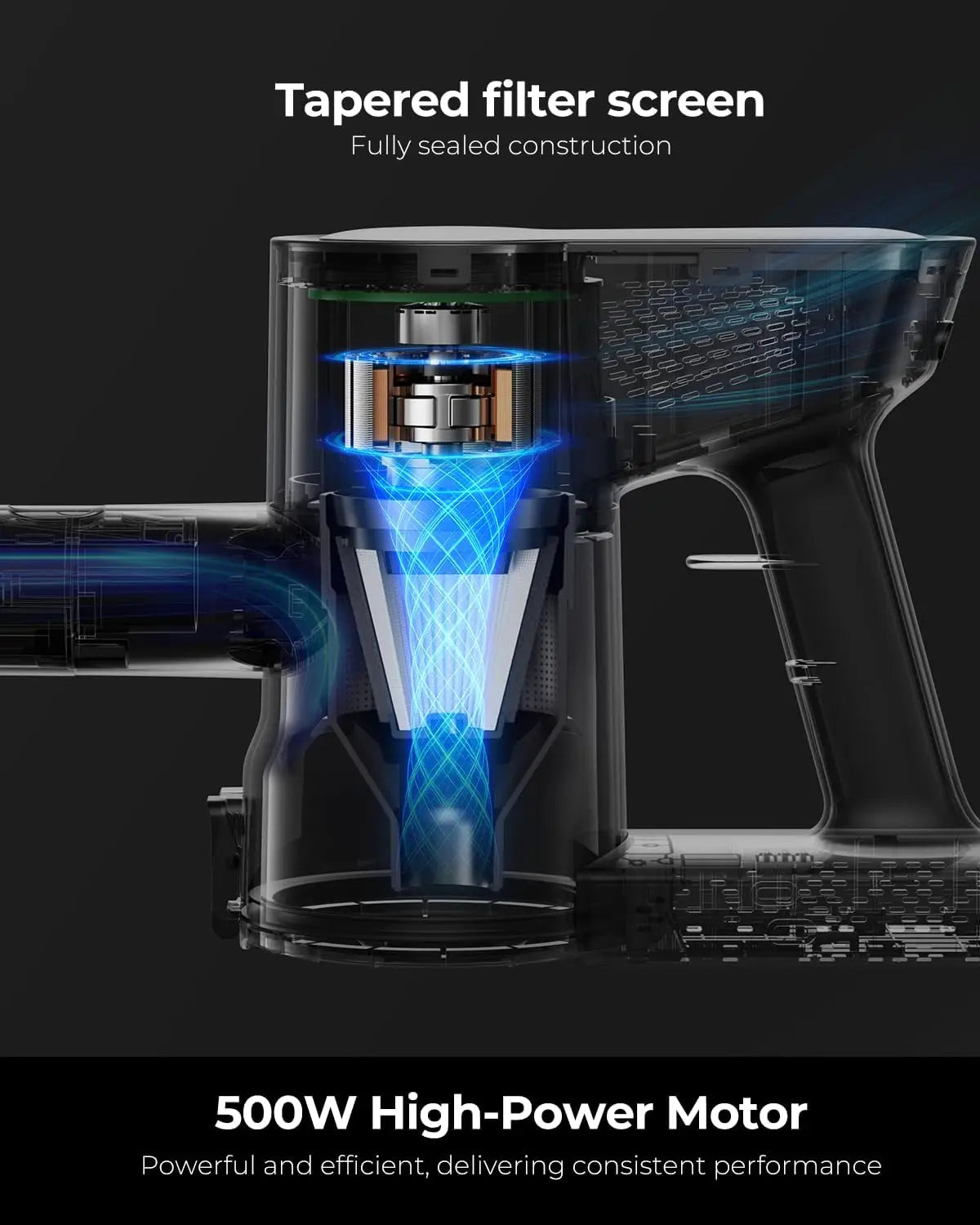 XMSJ Cordless Vacuum Cleaner 500W 45KPa Self-Standing