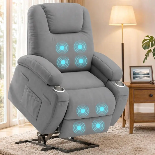 Power Lift Chair Massage Recliner With Cup Holders And Remote Control