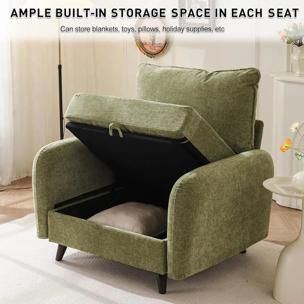 Oversized Accent Chair With Hidden Storage And Throw Pillows