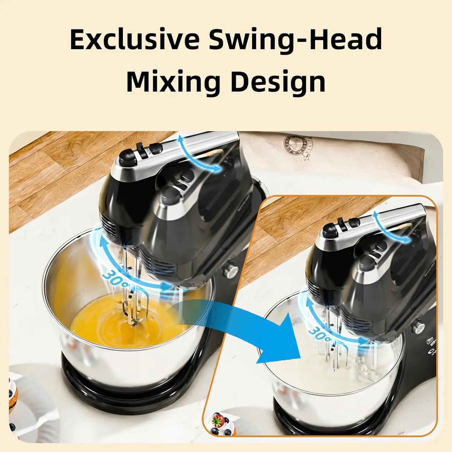 XMSJ 2 In 1 Stand Mixer With 4.8 Qt Tilt Head Bowl