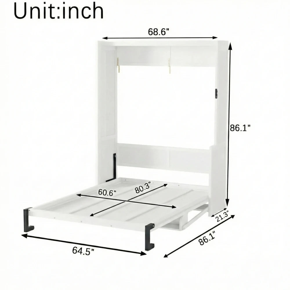 Space-Saving Vertical Wood Murphy Bed Cabinet With Desk