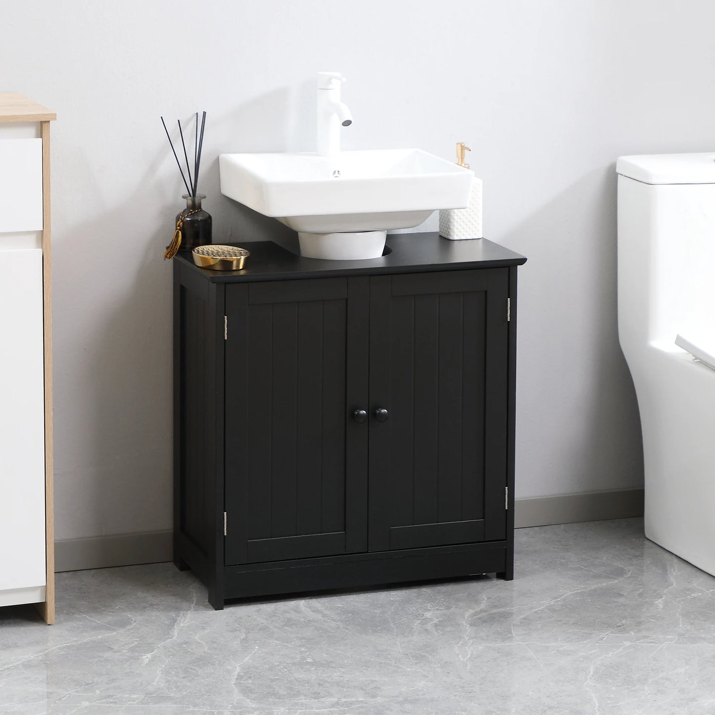 HOMCOM Under Sink Bathroom Cabinet With 2 Doors And Shelf