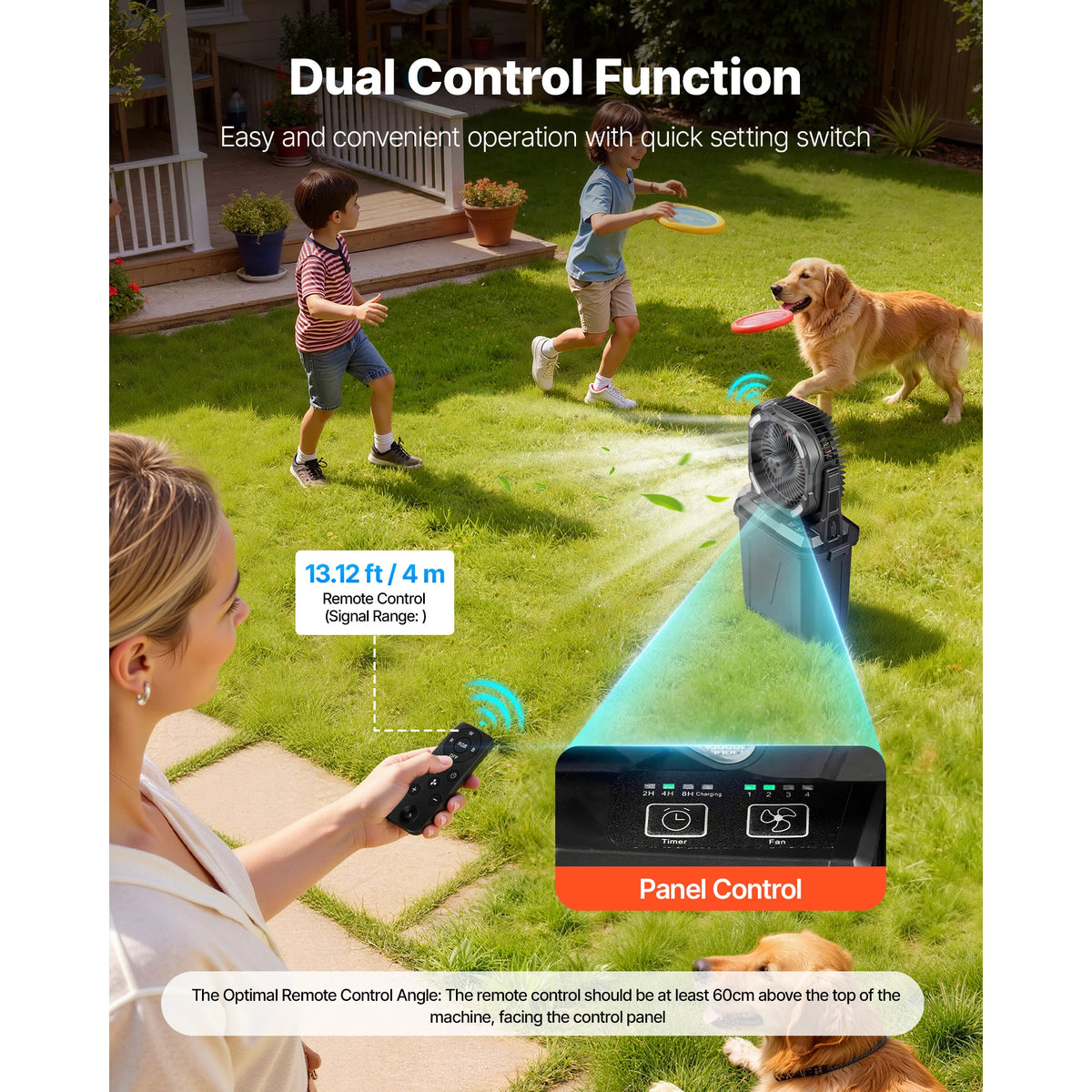 SucceBuy Portable Misting Fan With Rechargeable Battery And Remote Control