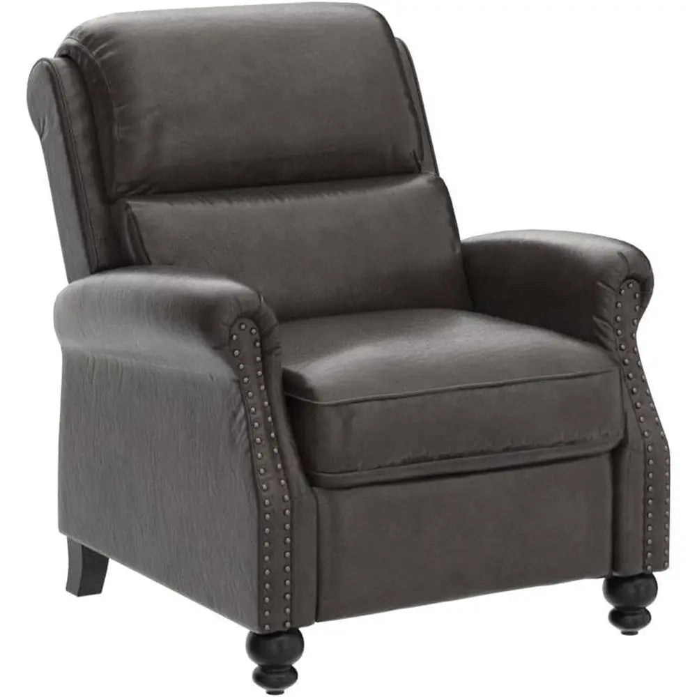Pushback Recliner Chair PU Leather Armchair Rivet Decor Accent