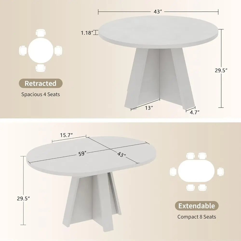Ticify Expandable Round Dining Table For Kitchen And Dining Room