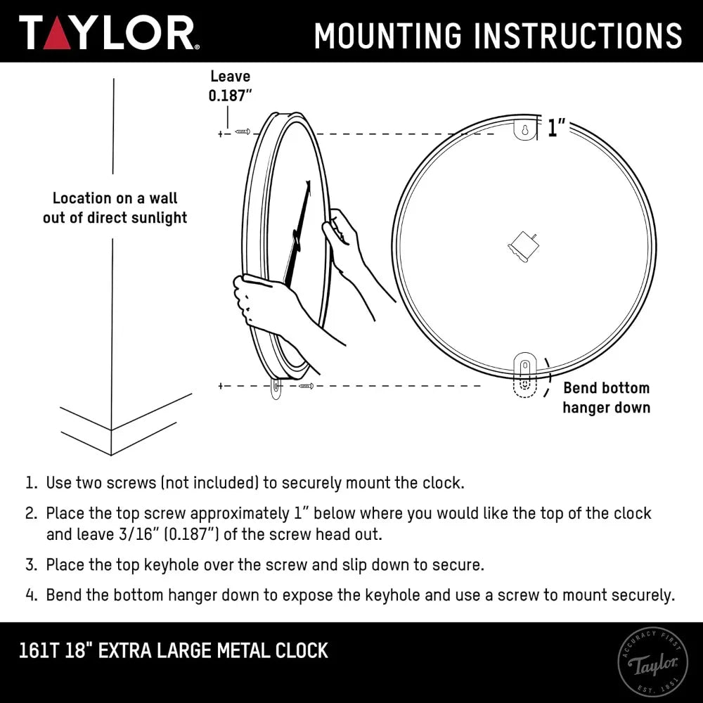 Indoor Outdoor Metal Wall Clock With Thermometer And Large Numbers