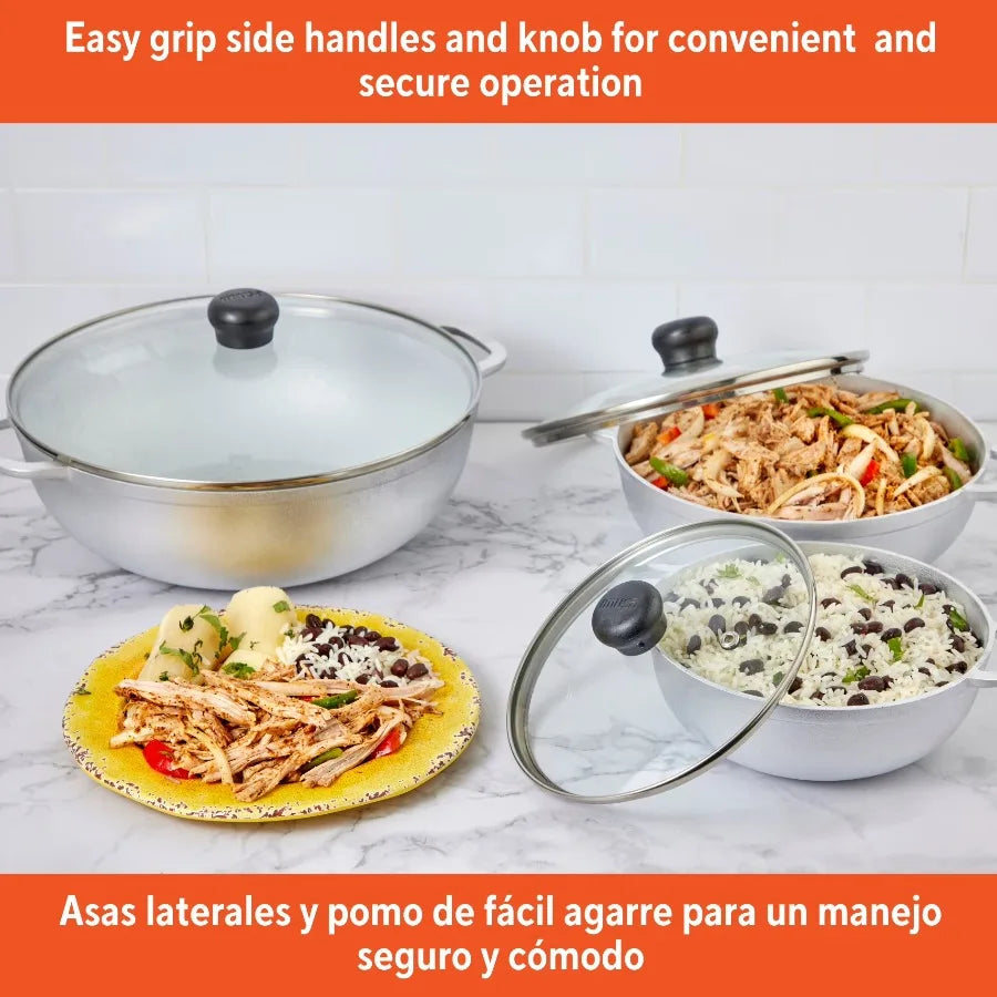 IMUSA Cast Aluminum Caldero Cookware Set With Tempered Glass Lids