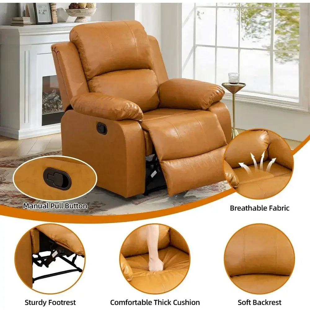 Leather Manual Recliner Sofa Set 3 Piece Loveseat And Chair