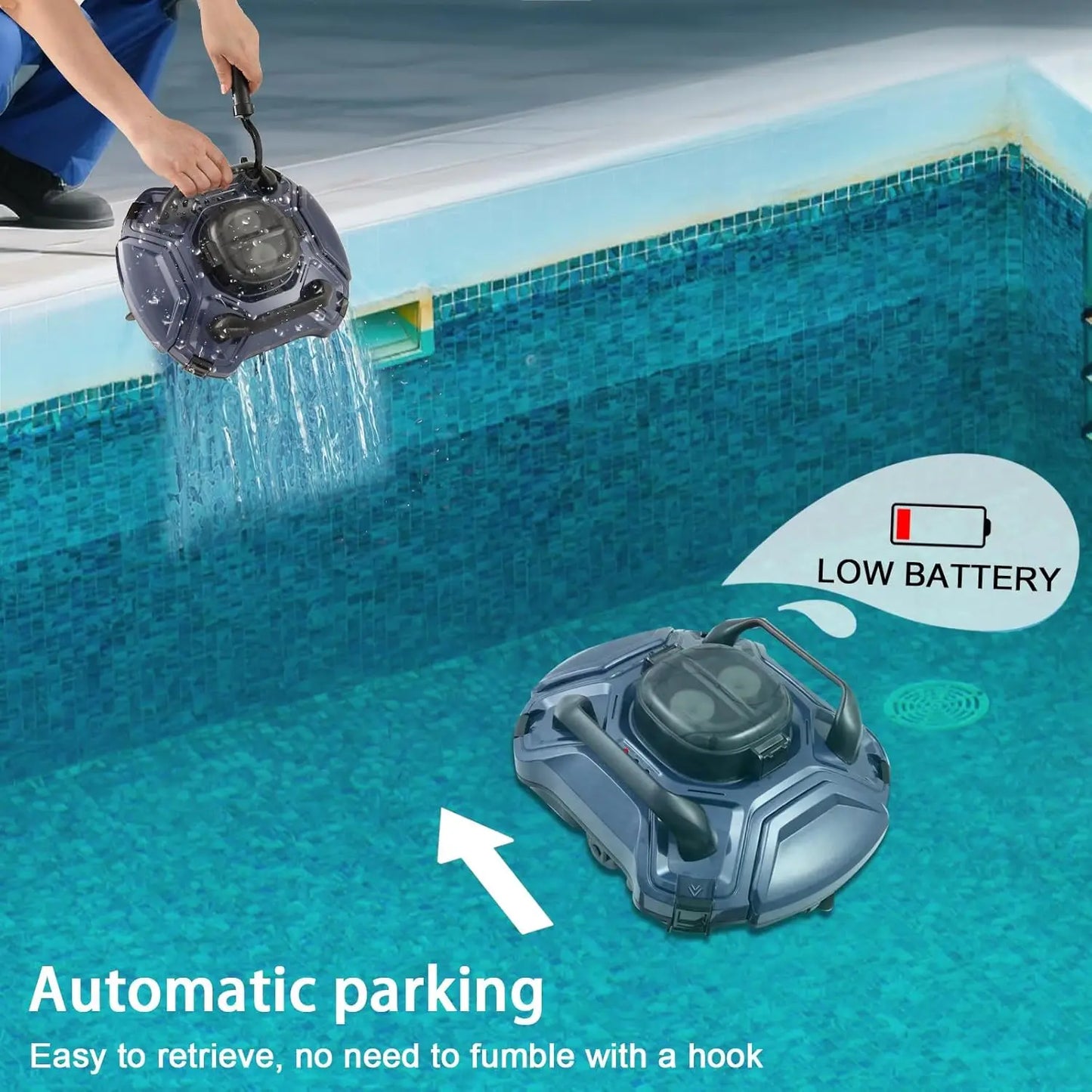 XMSJ Cordless Robotic Pool Cleaner For Above Ground Pools