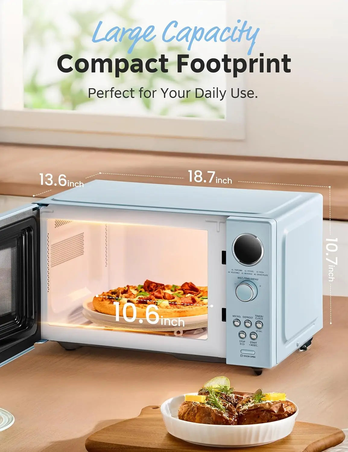 Xmsj Retro 0.9 Cu Ft Countertop Microwave Oven With Child Safety Lock