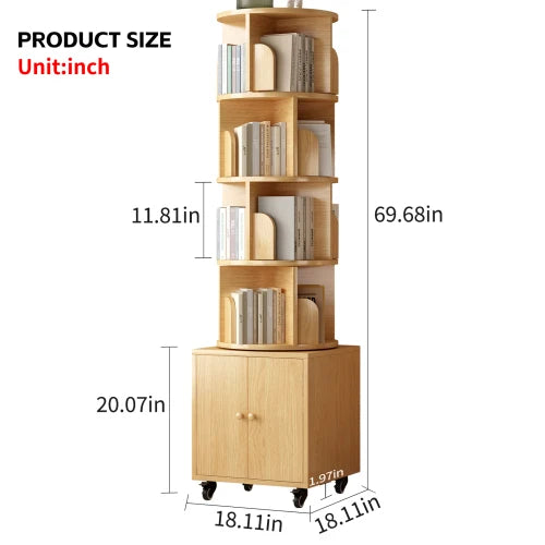 Narrow Corner Bookshelf 5 Tier Wood Organizer for Small Space Bedroom