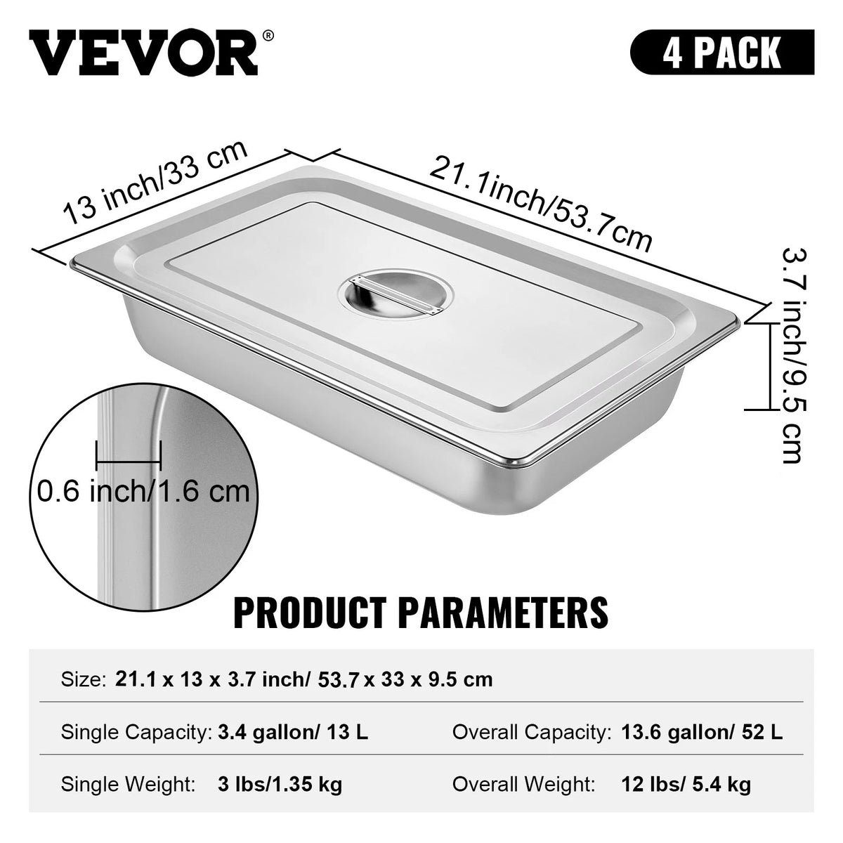 SucceBuy Stainless Steel Buffet Chafing Dish Steam Table Food Pans