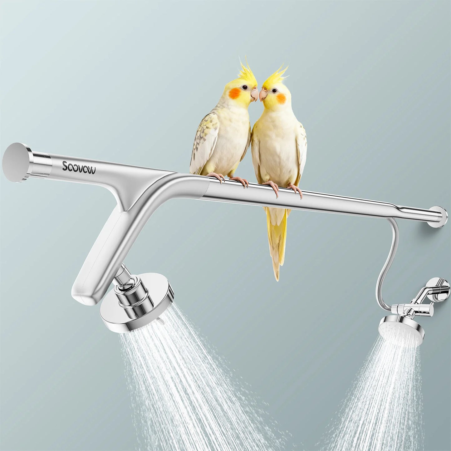 Dual Shower Head System For Couples Stainless Steel Shower Head