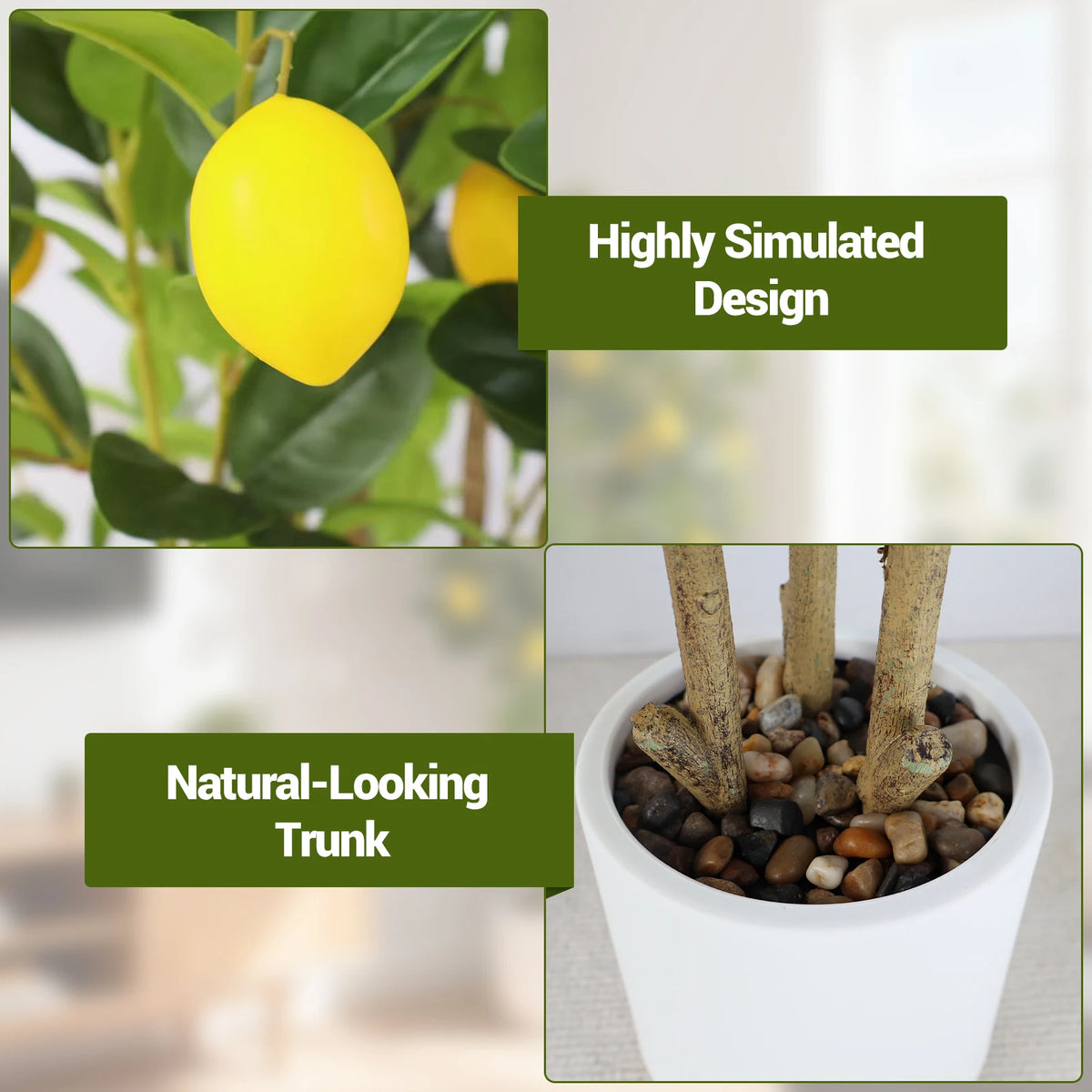 Realistic Artificial Lemon Tree For Indoor Home Office Decor