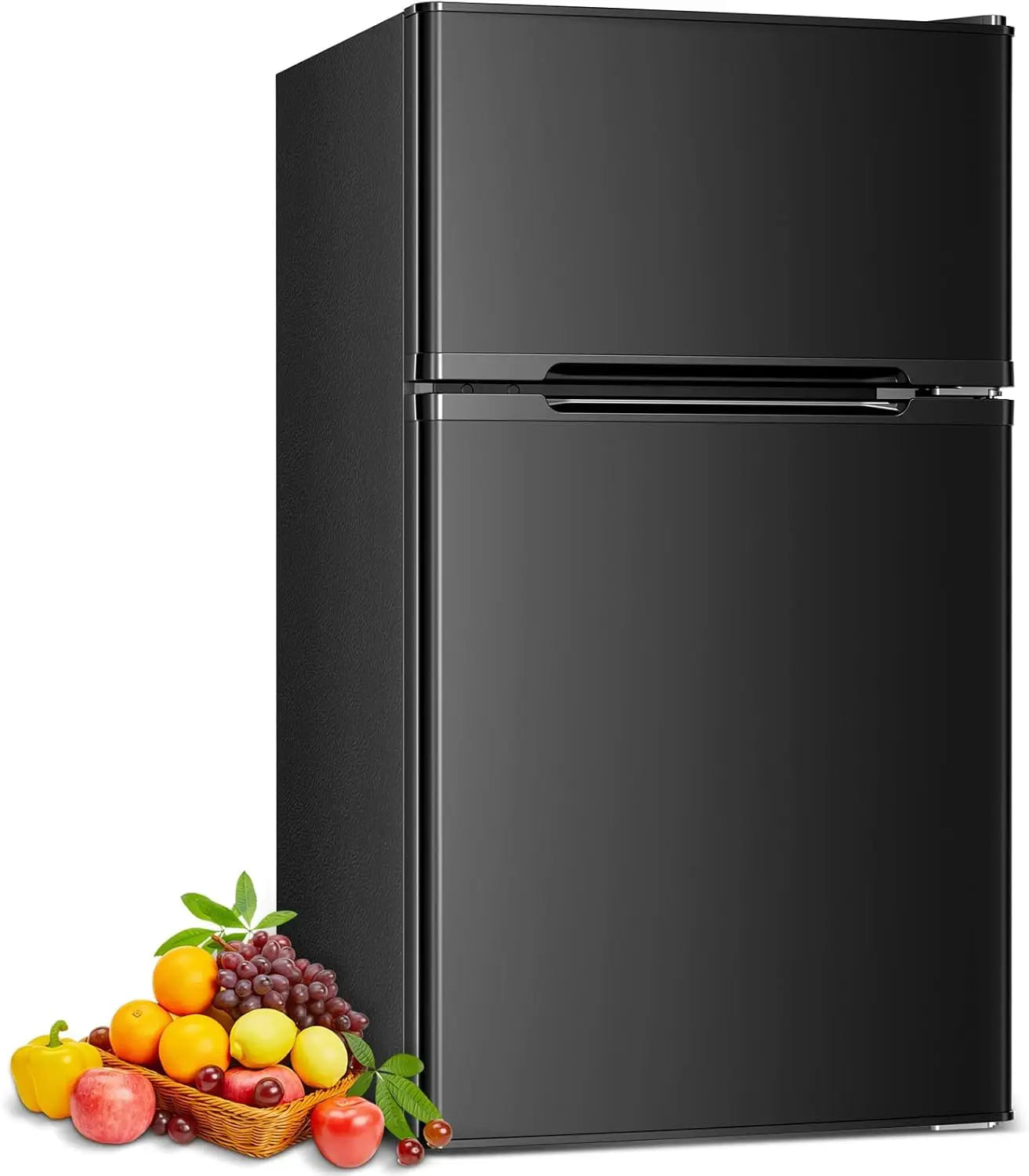 XMSJ Double Door Compact Refrigerator With Freezer For Bedroom