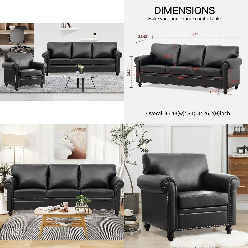Waiting Room Loveseat With Arms For Office Lobby Black Vinyl
