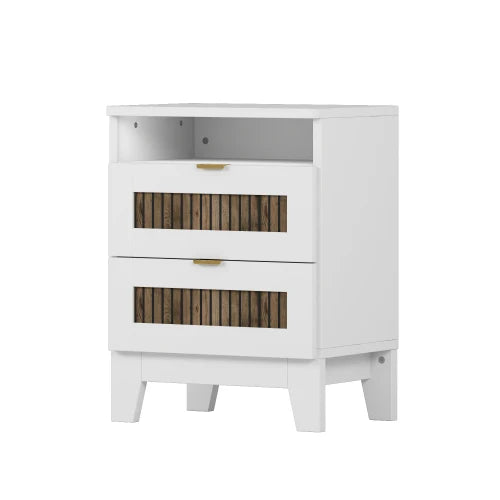 Bedroom Set 4 Piece Farmhouse Platform Bed Storage Nightstand