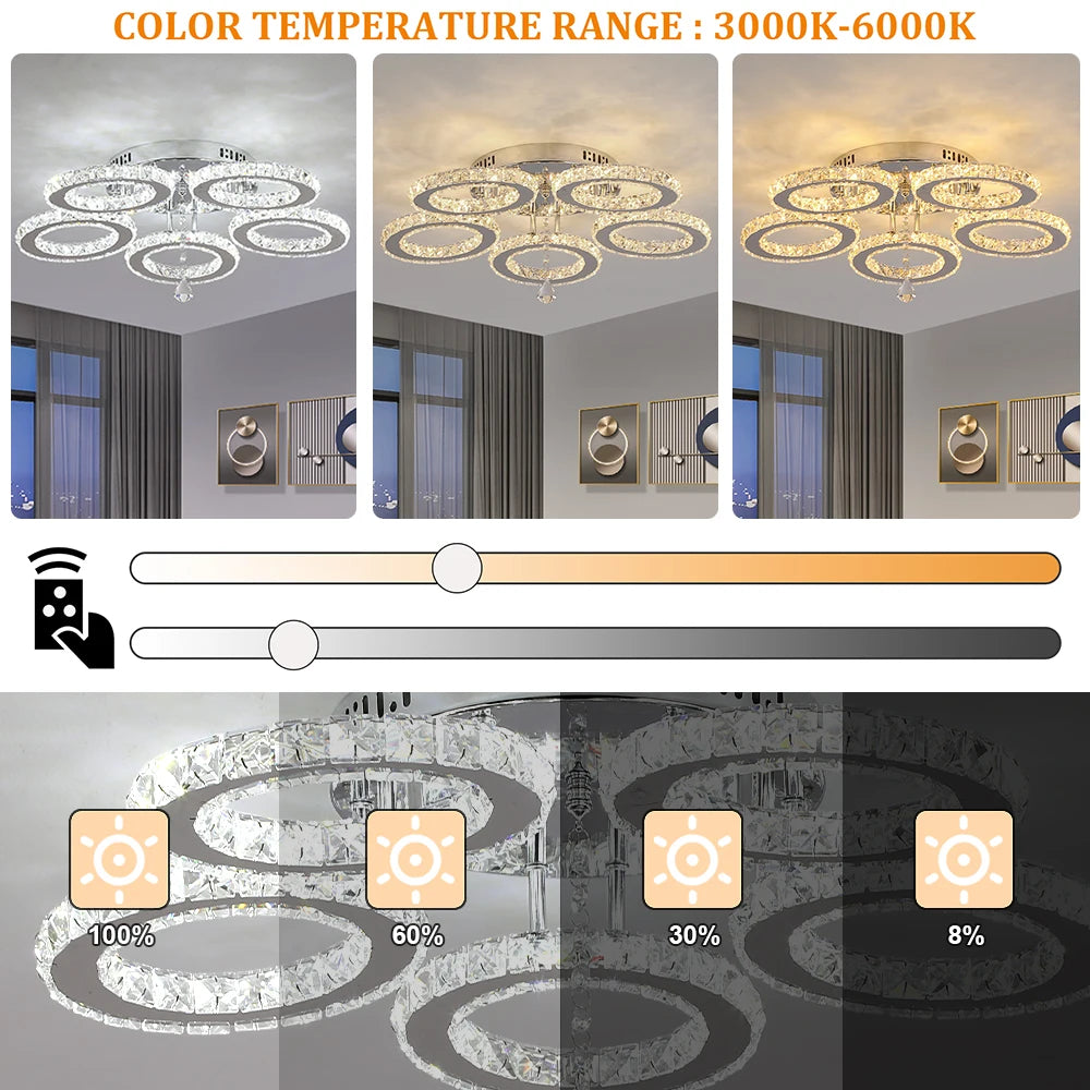 Vetrulus Modern K9 Crystal Led Ring Ceiling Chandelier