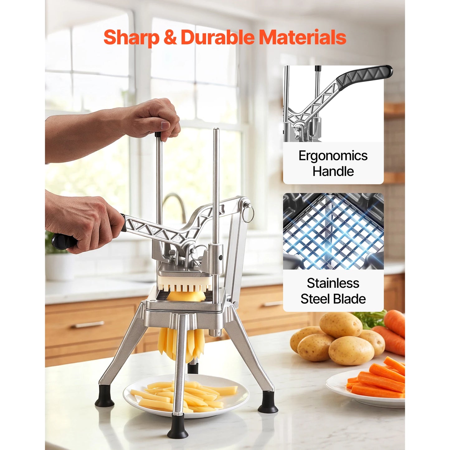 SucceBuy French Fry Cutter Lever Action Vegetable Dicer Ergonomic Handle
