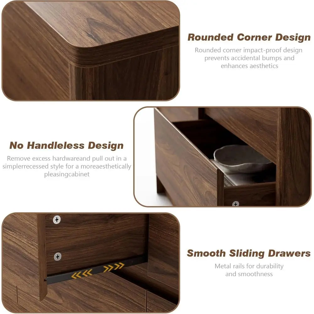 3 Piece Bedroom Set 7-Drawer Dresser And Nightstands USB Type-C