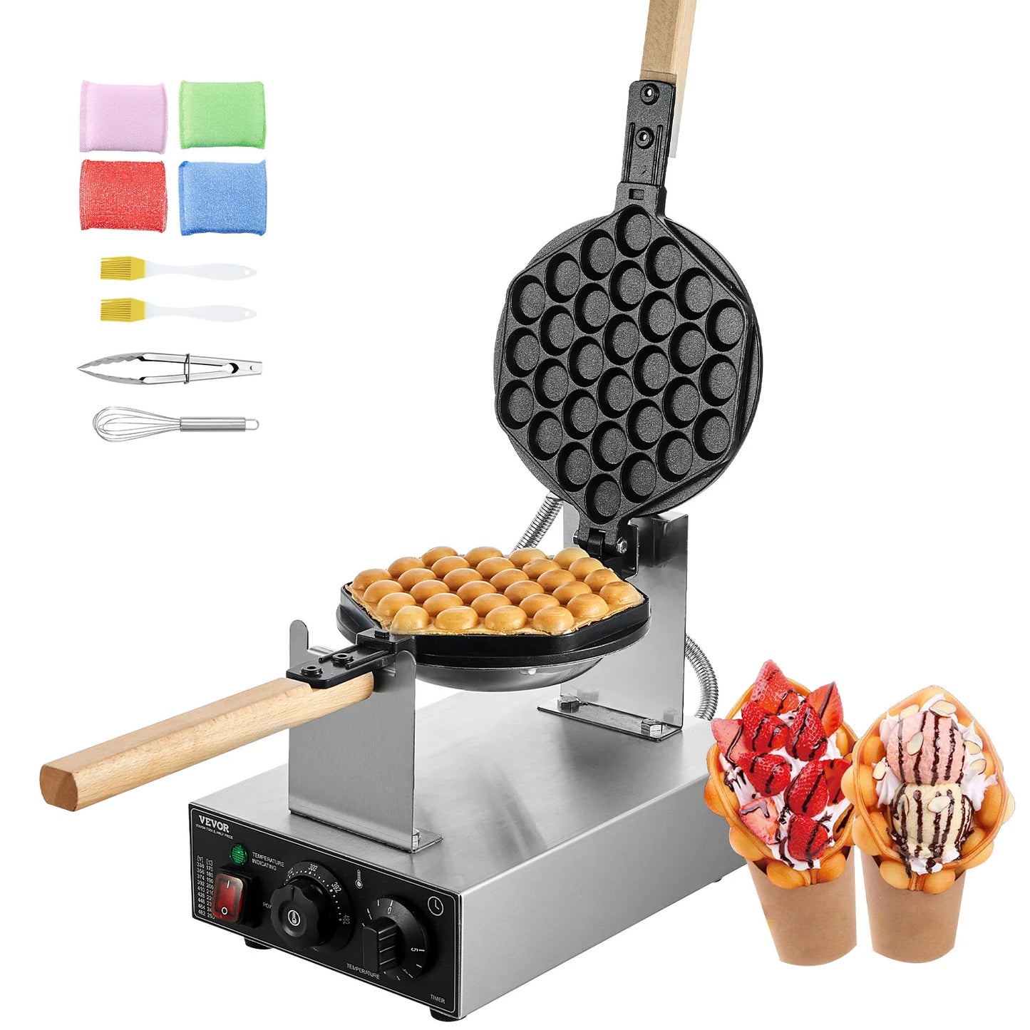 VEVOR SucceBuy Commercial Egg Bubble Waffle Maker 1400W Rotatable