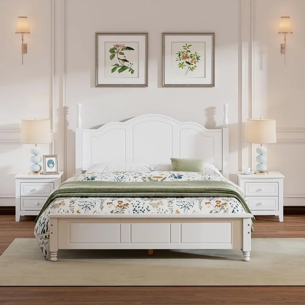 Bright Designs 3 Piece Wood Platform Bed Set With Nightstands