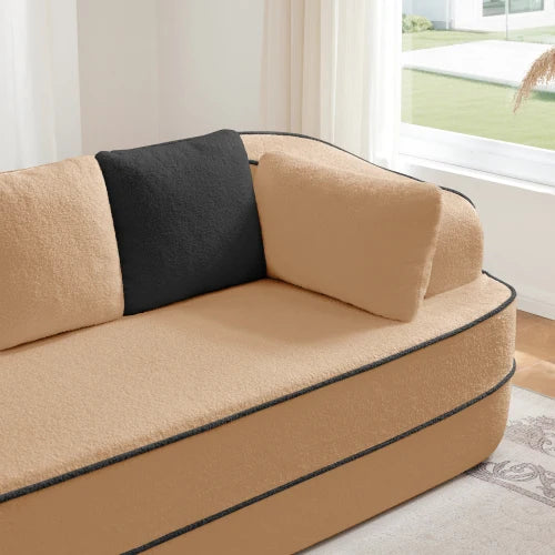 Modular Sectional Sofa With Teddy Velvet Ergonomic Design Non Slip Bottom