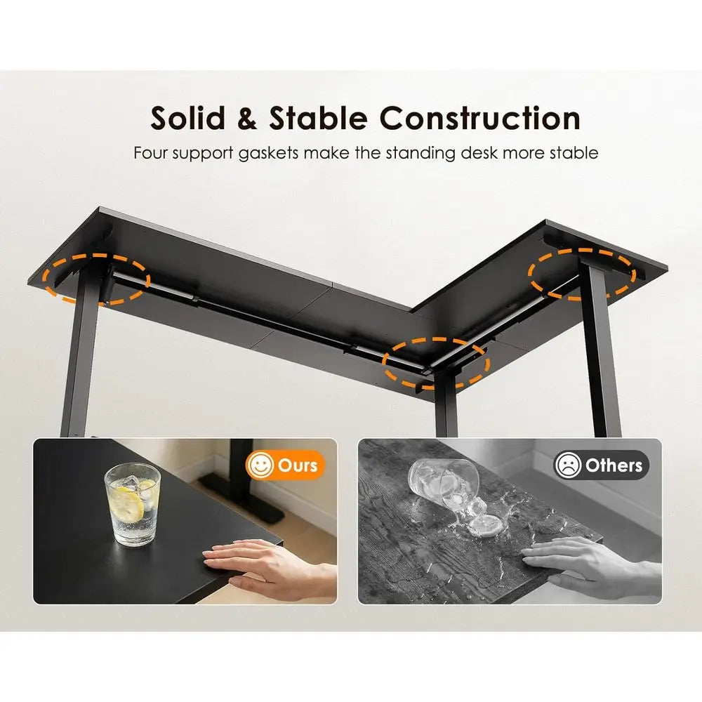 Electric L Shaped Height Adjustable Standing Desk For Home Office