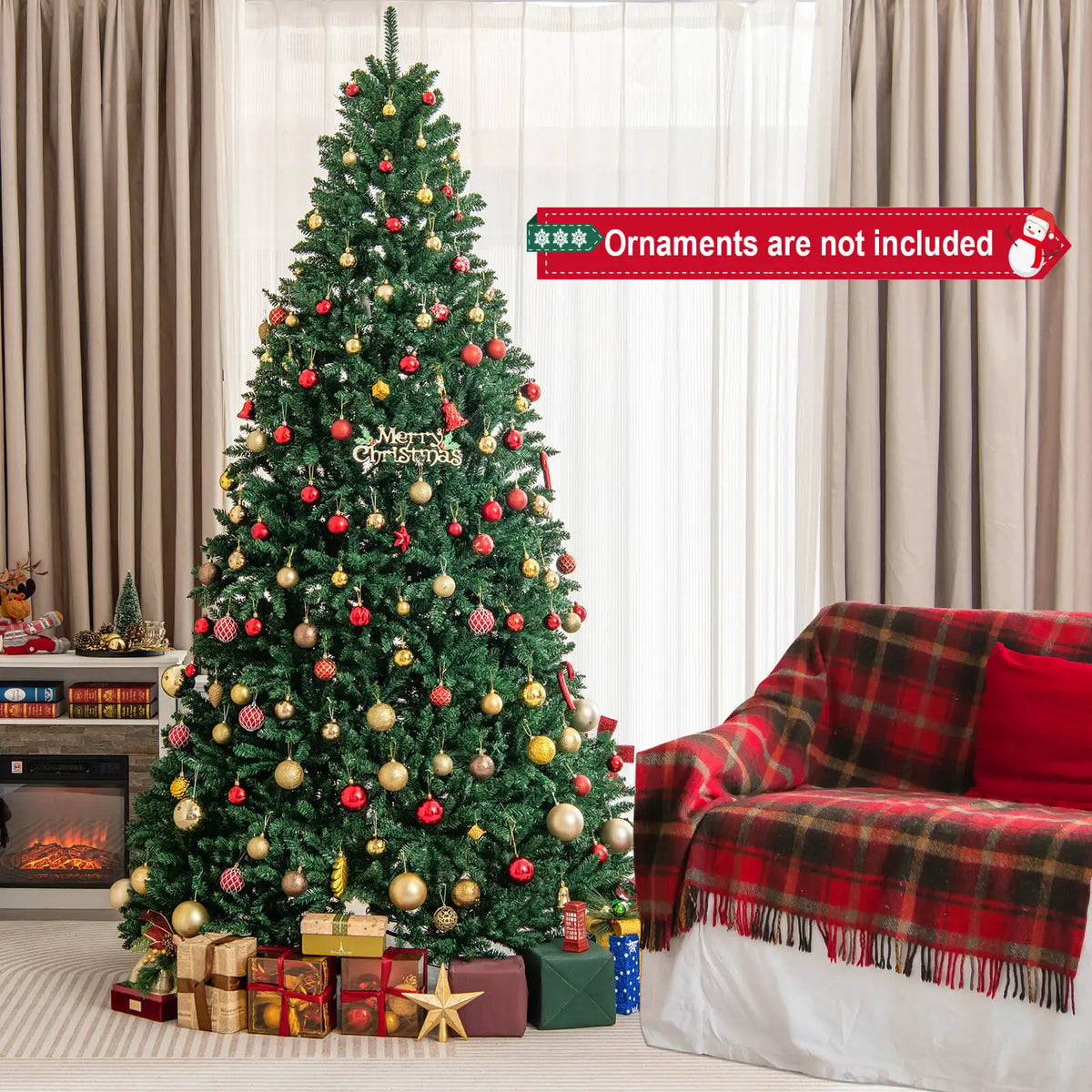 LIFEZEAL Artificial Christmas Tree Full Fir Hinged Branches
