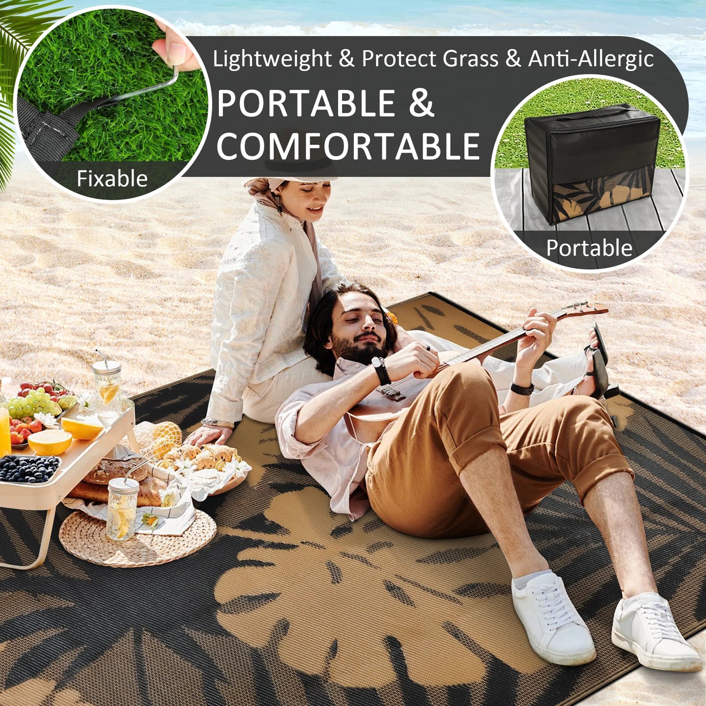 Outdoor Rug Waterproof Recycled Plastic Straw Rug For Patio