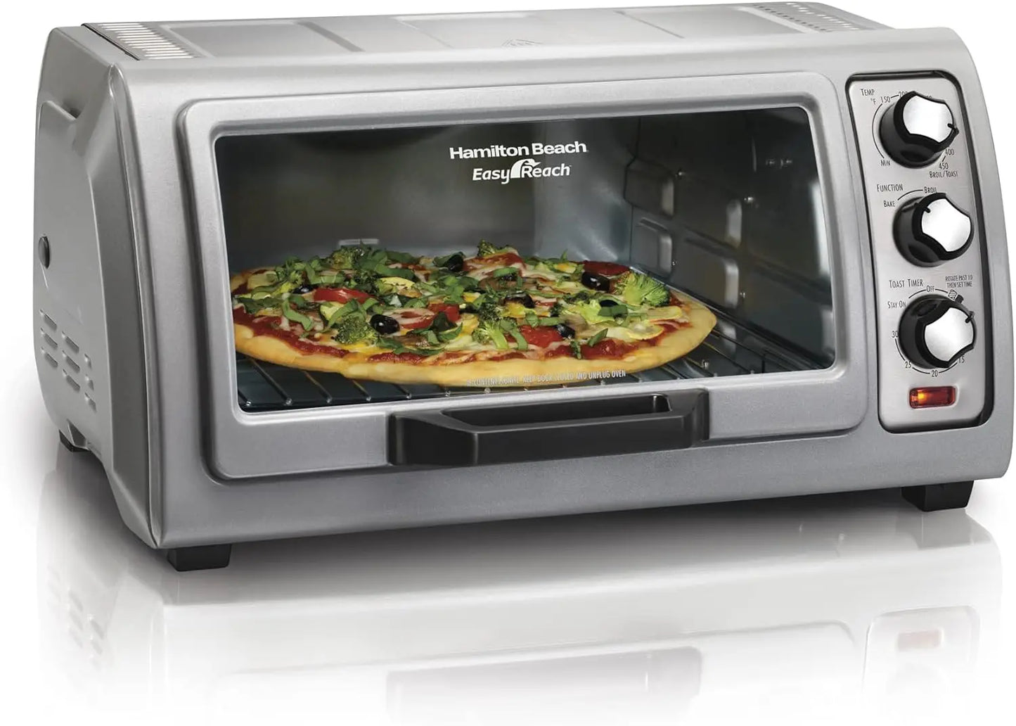 XMSJ 6 Slice Toaster Oven With Roll Top Door Shutoff