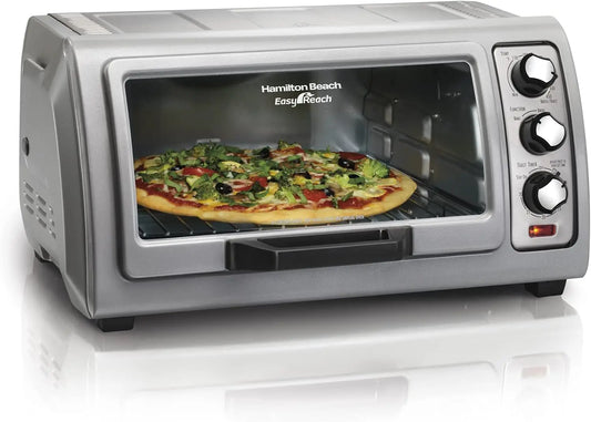 XMSJ 6 Slice Toaster Oven With Roll Top Door Shutoff
