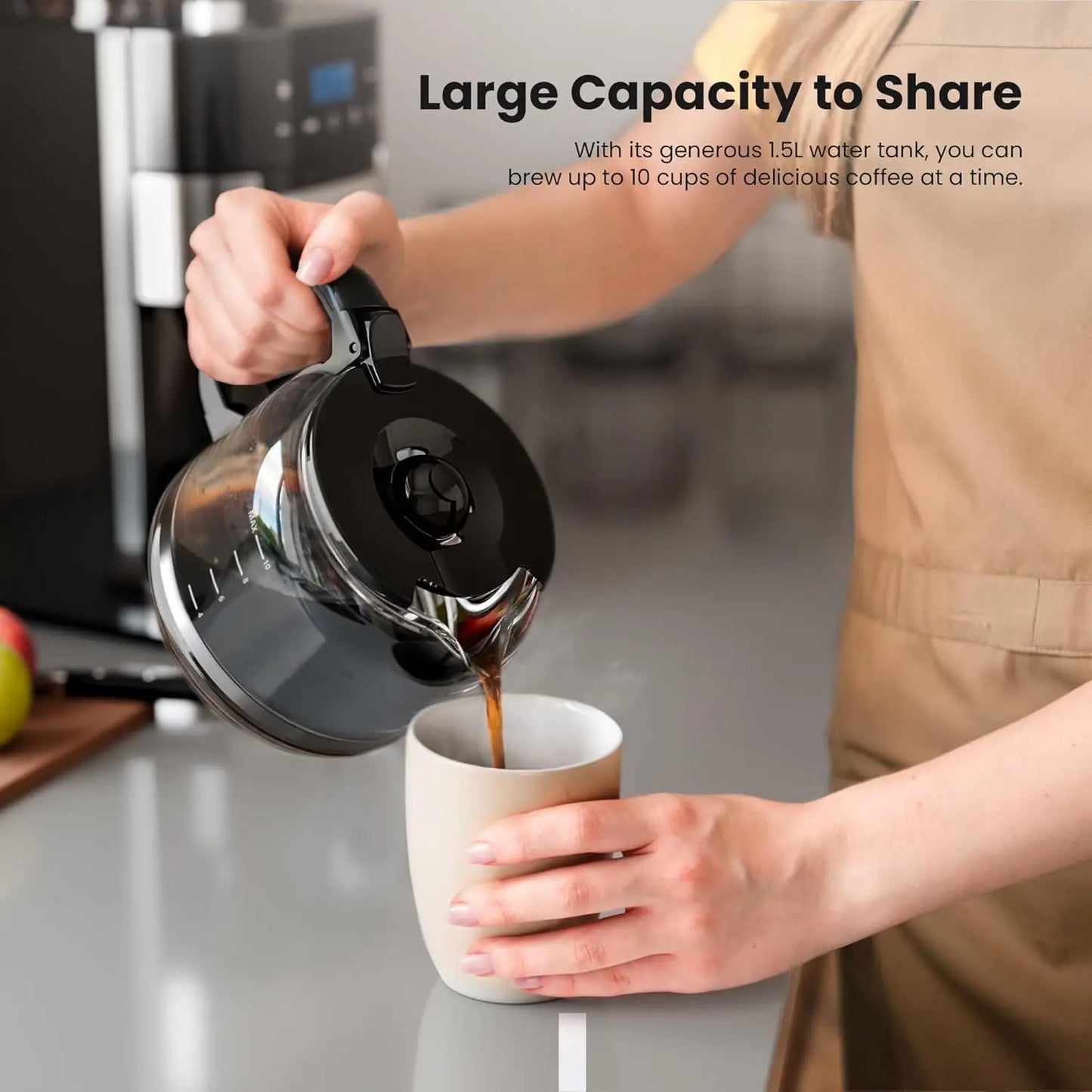 Programmable Drip Coffee Maker With Built In Grinder And Touchscreen