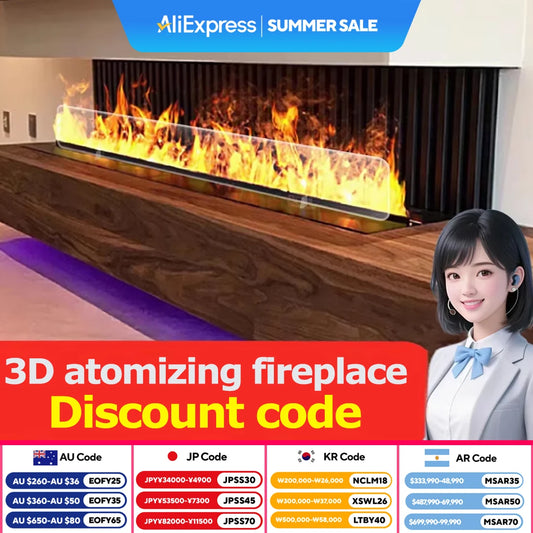 AFLYEVER 3D Atomized Fireplace Decoration With Water Vapor