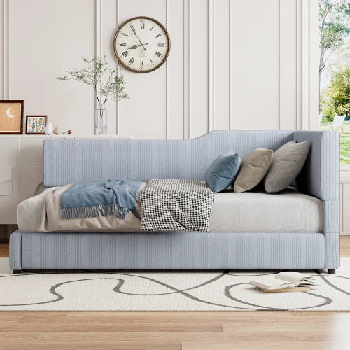 Twin L Shaped Corduroy Sofa Bed For Modern Living Room