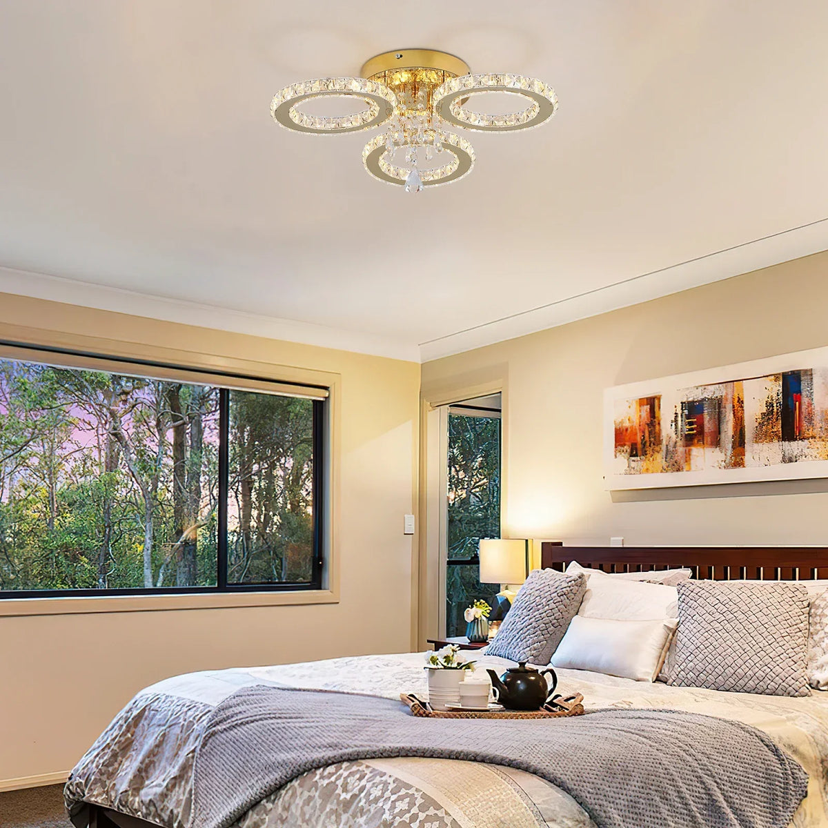 Vetrulus Modern Crystal Led Ceiling Light For Living Room