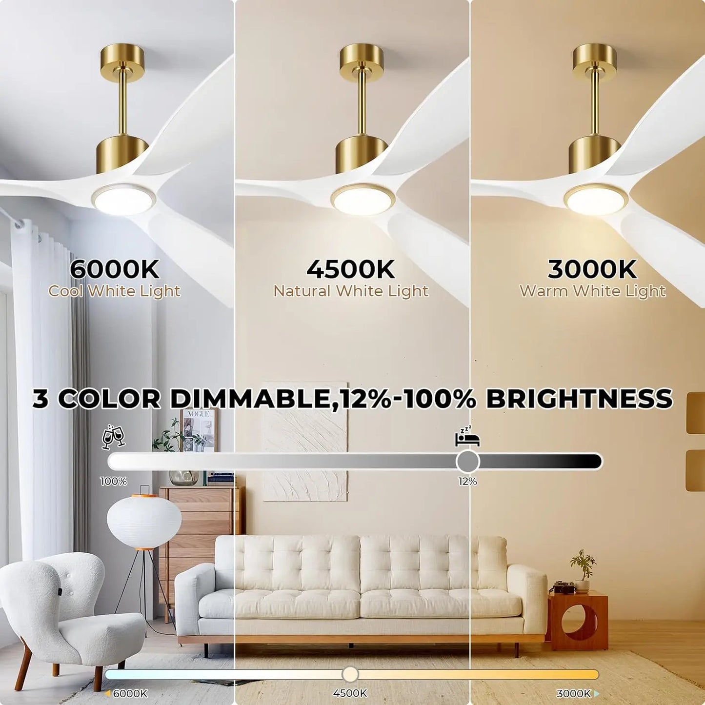 XMSJ Modern Ceiling Fan With Lights Smart App DC Motor
