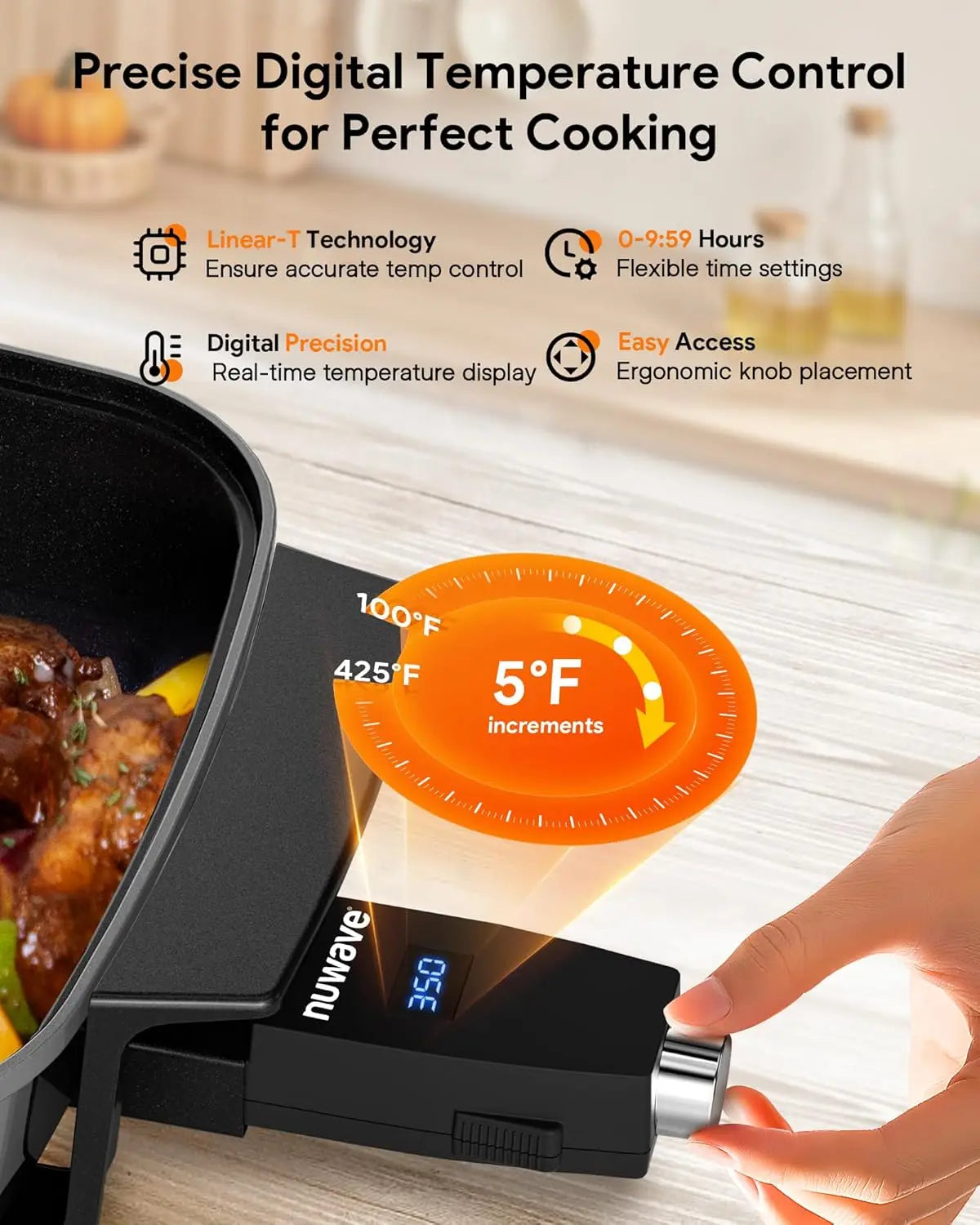 XMSJ Medley XL Electric Skillet Digital Family Griddle Lid