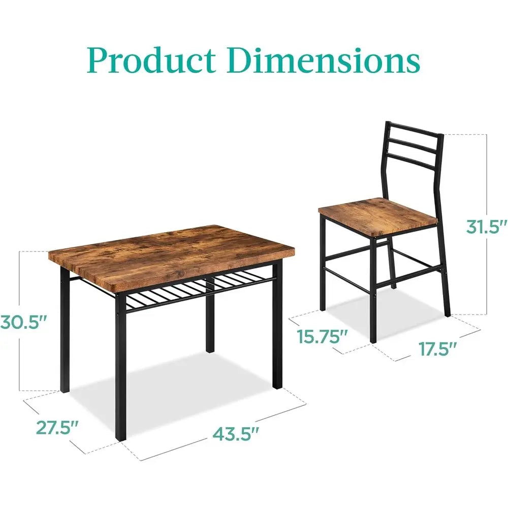 Ticify Dining Set With Table And Four Chairs Storage Rack