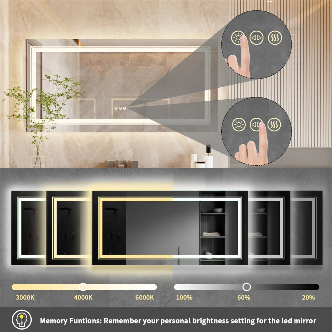 LUVODI Illuminated Bathroom Mirror With Dimmable Three Temperature Lights