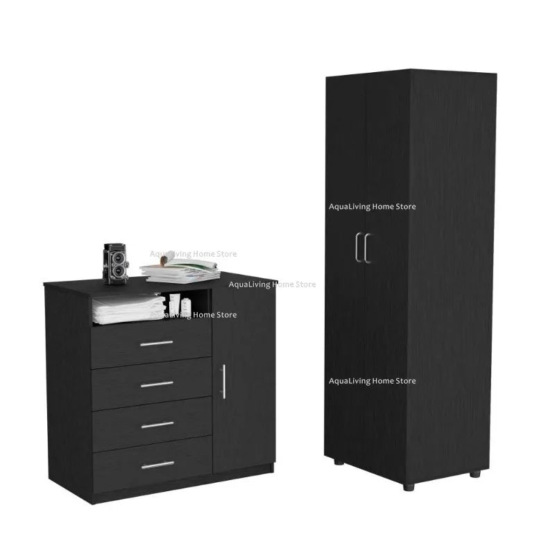 Modern Bedroom Furniture Set With Wardrobe And Four Drawer Dresser