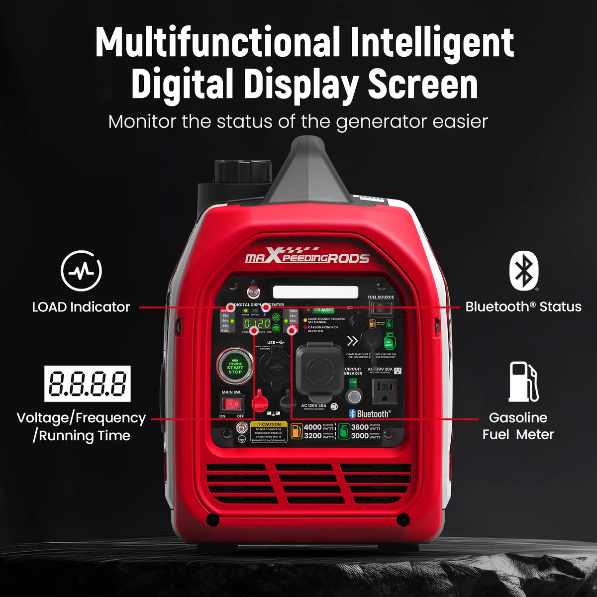 Maxpeedingrods Portable Dual Fuel 4KW Bluetooth Inverter Generator