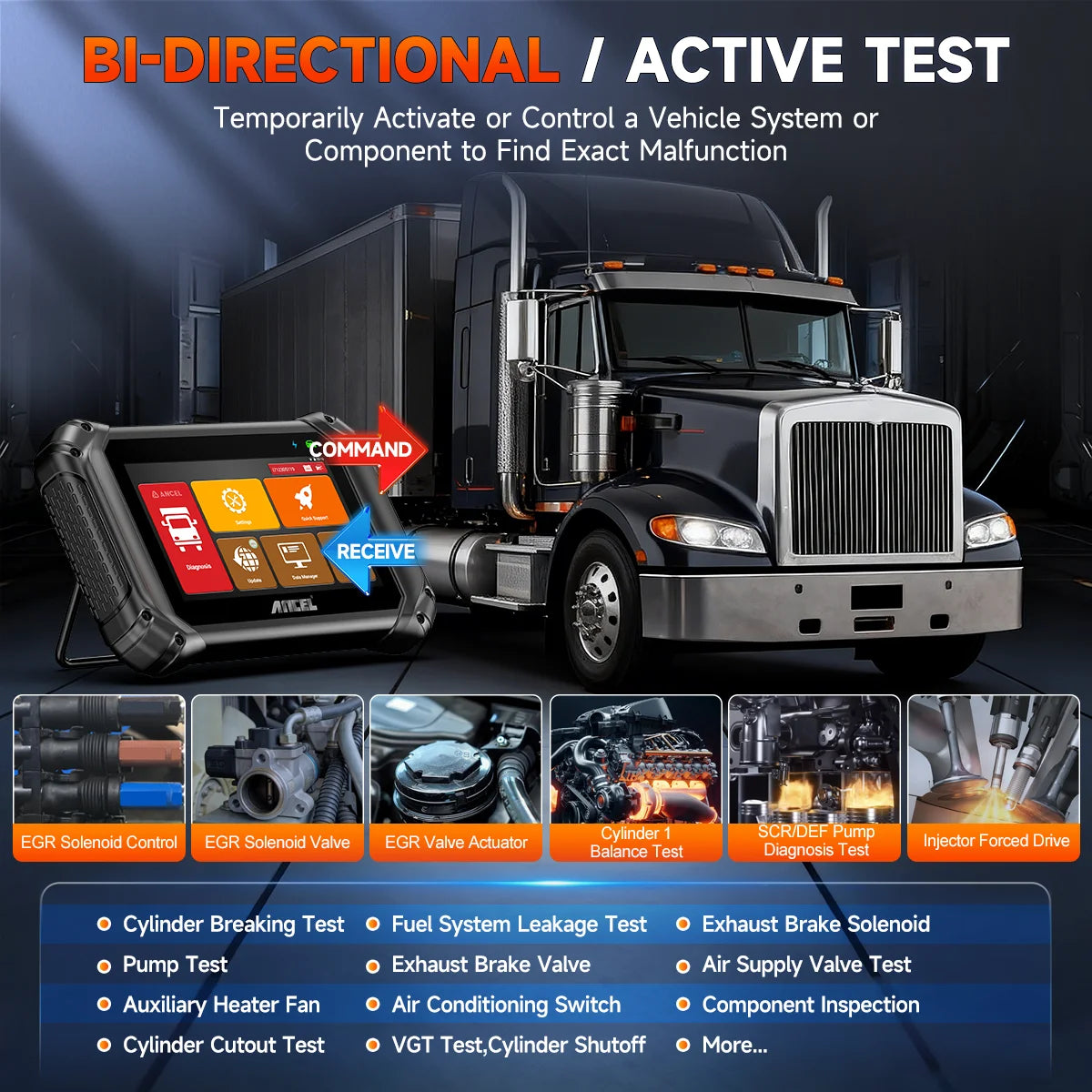 ANCEL V5 HD Heavy Duty Truck Bi Directional Diagnostic Scanner