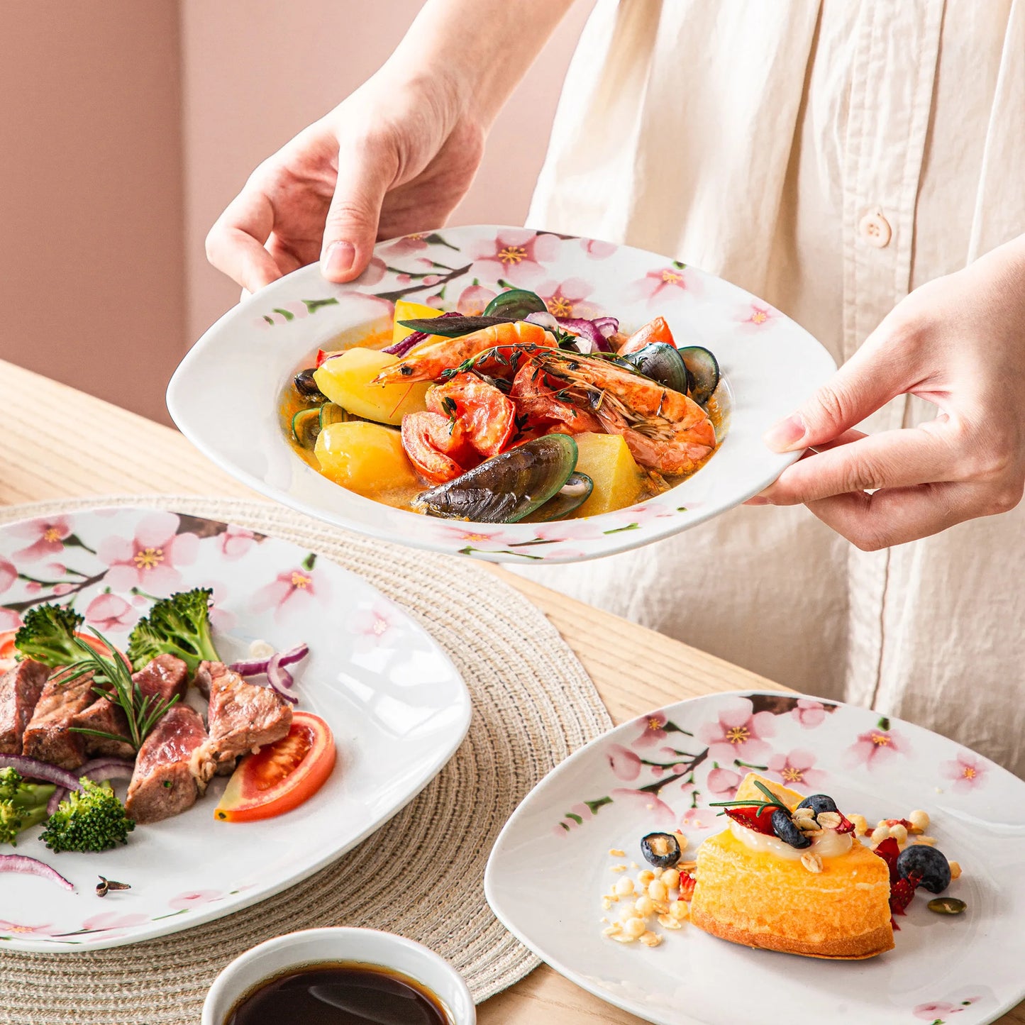 Malacasa Porcelain Dinnerware Set With Cups And Plates