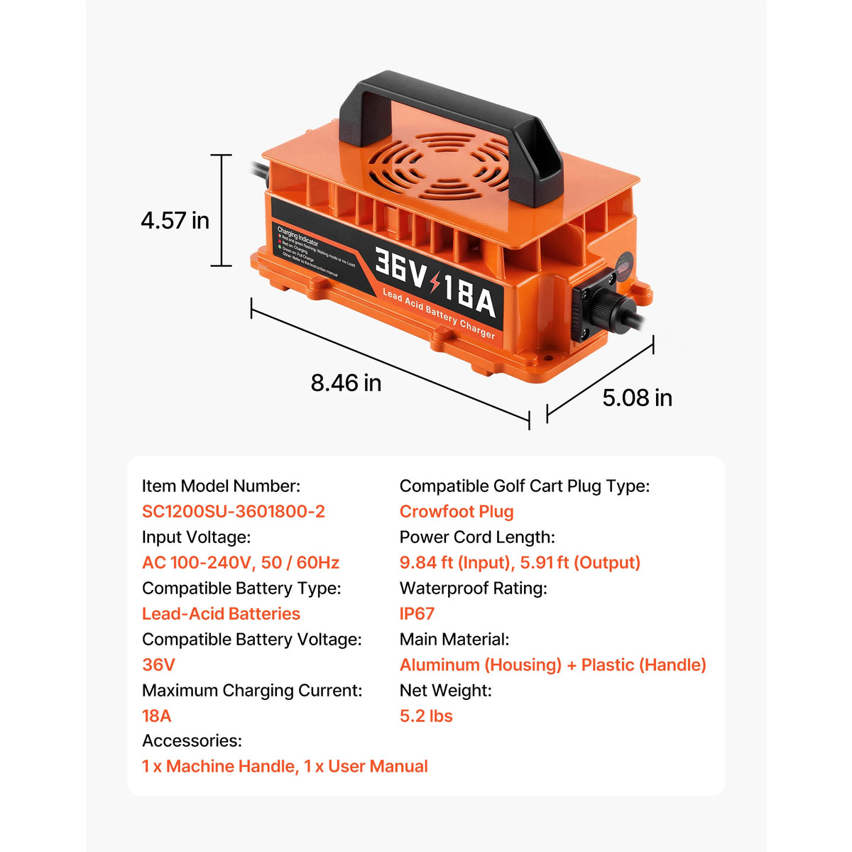 SucceBuy Golf Cart Battery Charger for Club Car Batteries