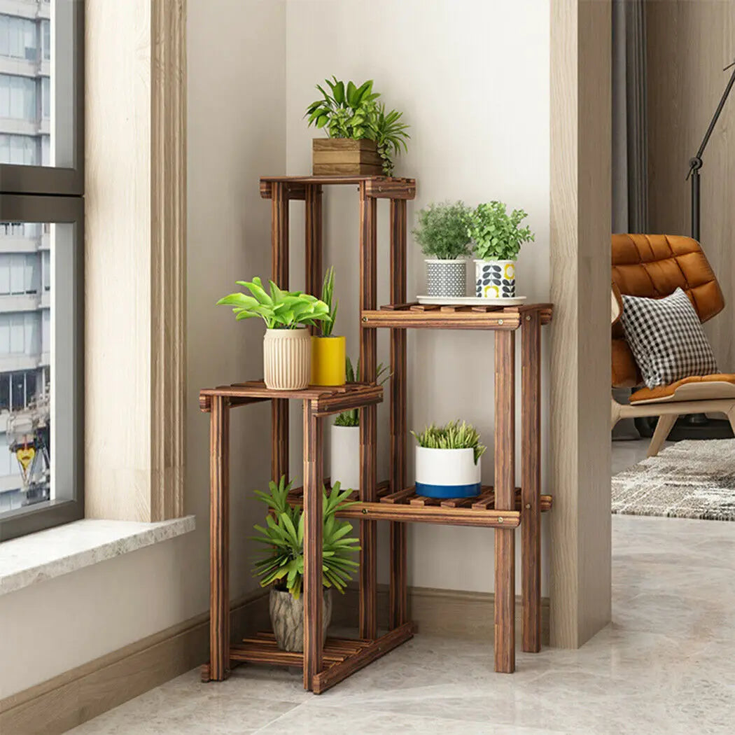 Wisfor 6 Tier Wood Plant Stand Corner Ladder Display Rack